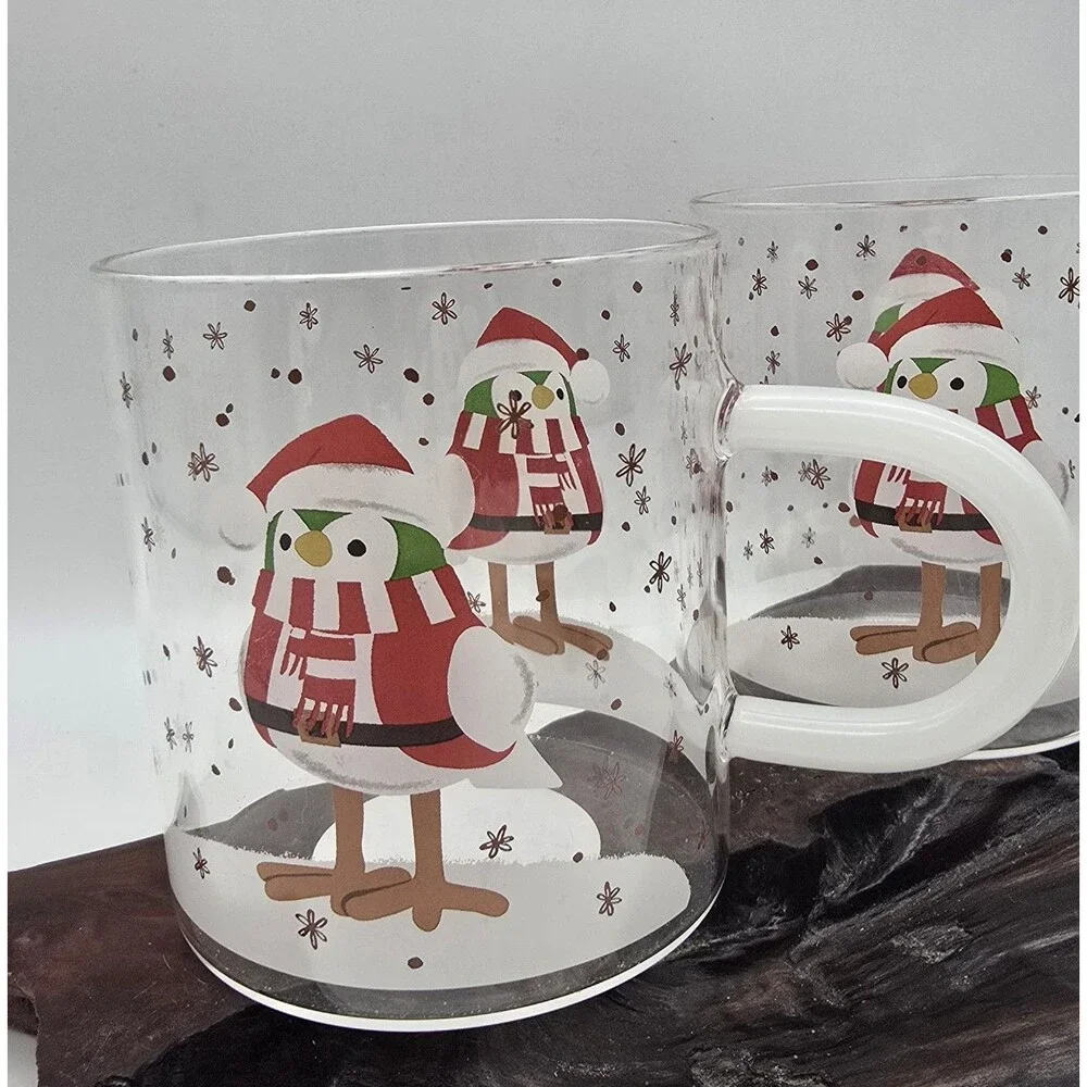 Wondershop Target Bird Flurry Christmas Featherly Friends Glass Mugs Set Of 2